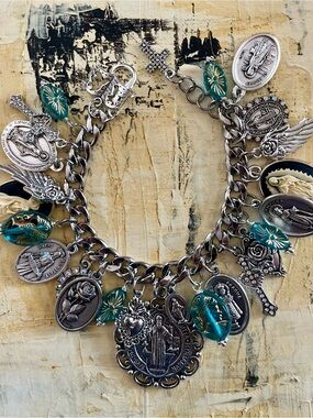 St Benedict and Saints Catholic Charm Bracelet